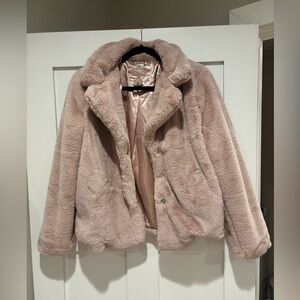 Jou Jou Juniors Notch-Collar Faux Fur Jacket